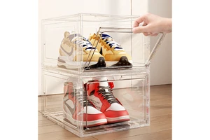 Stackable Transparent PP Plastic Storage Box Dustproof Rectangle Design 3-6L Portable Easy Clean for Organizing Shoes Storage