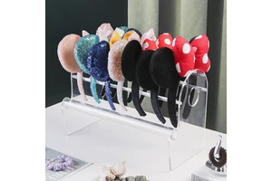 High Quality Acrylic Headband Holder Clear Hairband Organizer 3-Tier Stackable Modern Display Stand Storage Rack
