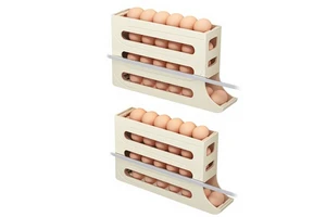 Wholesale Slide Style Egg Storage Box Kitchen Four Layer Automatic Drawer Style Egg Rack Refrigerator Side Door Egg Storage Rack