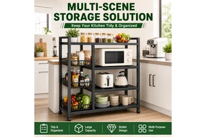 Standing Type Kitchen Storage Rack Organizer With 4 Layers Metal Shelf 3 Baskets For Home Use Wholesale Supplier