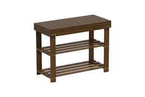 Modern Bamboo Three-Tier Multifunction Console Shoe Rack Bench Storage 2L Capacity Dimensions 70x28.5x45.5cm Living Room Small