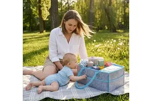 X-Large Nappy Caddy Organizer For Baby Nursery Car Storage Organizer Baby Gift Basket Changing Table Organizer No Reviews Yet