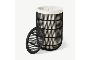 Black Rattan Basket With Rope Handles Wholesale Rattan Bamboo Storage Basket Handmade From Vietnam