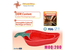 Handmade Custom Vegetable Fruit Shape Flower Bread Rattan Wicker Picnic Storage Baskets For Living Room Kitchen Organization
