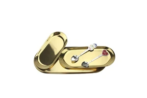 552-8S Stainless Steel Oval Gold Storage Tray for Home Decor