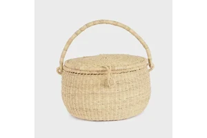 Handwoven Seagrass Picnic Basket With Handle OEM Rattan Storage Basket Woven Picnic Basket Variety of Size From Vietnam Handmade