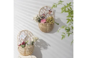 Handcrafted Willow Woven Hanging Flower Basket & Storage Rack Rattan Planter for Home Gardening, Creative Decorative Accent