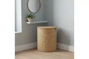 Large Natural Rattan Laundry Basket Multi Purpose Wicker Organizer with Durable Handles