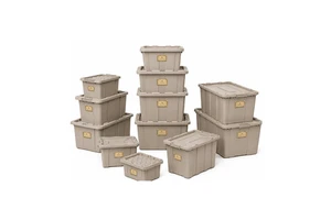 Stackable Plastic Storage Bins with Lids & Latches, Multi-Size Heavy Duty Containers for Home Closet Garage Organizing