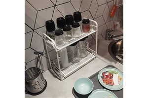 High-quality Metal Double-layer Storage Rack Suitable for Household Multiple Scenarios