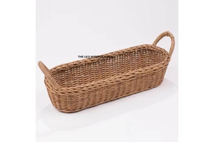 Hand Woven Basket Eco Friendly Feature Handmade Home Decor Organizer Rattan Basket Oval Shape With Handles