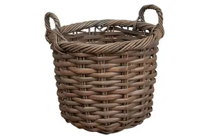Beautiful Eco-Friendly Rattan Basket Natural Handmade Finish Customizable Size/Color Great for Rustic Farmhouse Boho Coastal