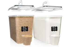 OWNSWING 2 PC (11L | 372 Oz) Flour Sugar Storage Containers with Easy Carry Handle - Plastic Extra Large Food Storage Containers