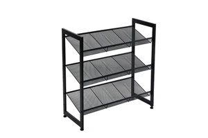 Stackable 3 Tier Shoe Rack Angled Stackable Shoe Rack Shelf Metal Mesh Shoe Storage Rack for Home