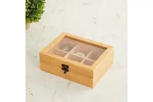 Bulk Wholesale Natural Wooden Compartment Storage Box With Multi-Section Organizer for Jewelry, Spices, Dry Fruits & Home Decor
