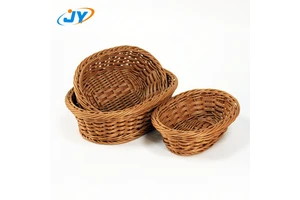 Plastic Rattan Wicker Basket For Snack Bread Fruit And Vegetable Storage And Display