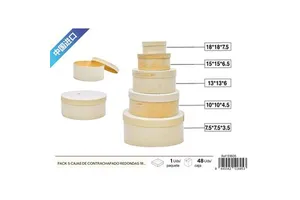 Set of 5 Round Poplar Wood Storage Boxes 18x7.5 Cm-for Displaying Decorative Items