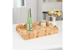 Hot Selling Modern Rectangular Natural Water Hyacinth Storage Decorative Basket with Handles Convenient for Daily Use Lids