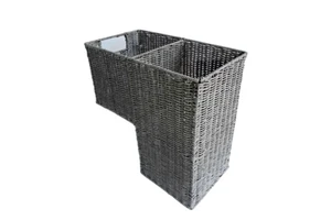 XH Gray Color Factory Wholesale Handmade Woven Plastic Rattan Wicker Willow Stair Step Storage Basket with Handle