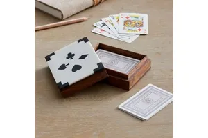 RR Enterprises RR202513223 Designer Resin Card Deck Storage Box Decorative Storage Solution Made in India for Your Home