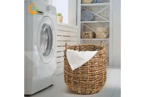 Ecoka WHLBK06 Customizable Natural Circle Water Hyacinth Handwoven Eco-Friendly Multifunction Stocked Vietnam Storage Basket
