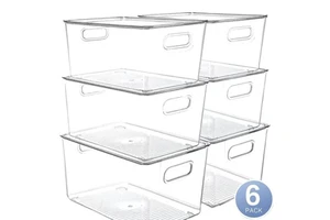 Clear Organizer Bins Stackable Organizer Boxes Plastic Containers Plastic Acrylic Storage Bins for Organization with Handles