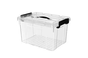 Home Clear 20L Plastic Bins Storage Box with Handle on Lid