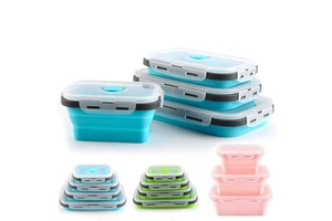 BPA-Free Silicone Collapsible Lunch Box Microwavable Portable Bento Food Storage Container School Picnic Camping Free Shipping