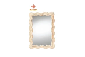 H&T 2025 OEM Rattan Art Mirror Bread Flower Picnic Handmade Woven Custom Straw Wicker Rattan Storage Basket