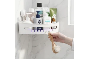 Removable Suction Shower Rack Strong Shampoo Hanging Decorative Shelf Suction Cup Corner Shower Storage Shelves