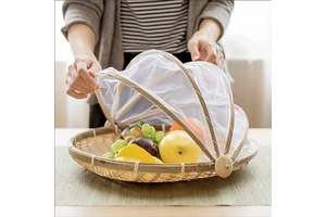 Woven Rattan Bamboo Wicker Basket Set Cover Lid Viet Nam Decorative Folding Patterned Straw Bag TUYET DUNG Flower Classic