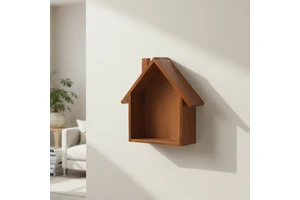 Wooden Handicraft Box Small House Shaped Antique Painted Wooden Wall Mounted Storage Rack Organizer Display Box for Living Room