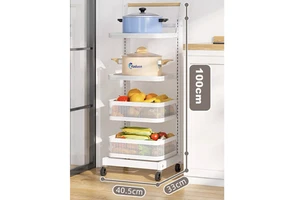 Wholesale 5-Layer Efficient Storage Metal Steel Rack Detachable Foldable Vertical Design with Wheels for Home Kitchen Use