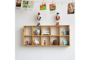 Custom 10 Grid European Wall Hanging Storage Basket Wall Mounted Wooden Home Decoration