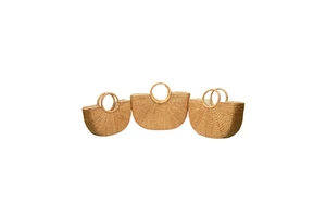Popular Wicker Hyacinth Rattan bamboo Bag Natural Straw Basket Handmade Flower Decor Home Decoration Made in Viet Nam