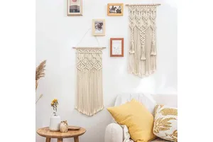 1Pcs Tassel Macram Woven Cotton Wall Hanging Shelf Bohemian Style Home Bedroom Dormitory Classroom Apartment Birthday Art