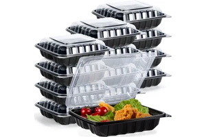YANGRUI YR9 37oz Meal Prep Food Storage Containers Microwave Freezer Safe Disposable Reusable Plastic Lunch Bento Box