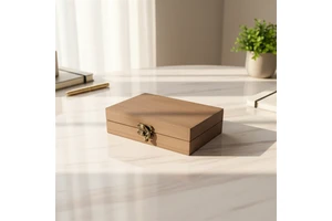 Customizable Unfinished Folk Art Painted Pine Box with Hinged Lid for Crafts DIY Jewelry & Wooden Ring Storage (Reusable)