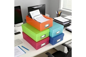 Space Saving Plastic Storage Box for Home Office Desktop with Foldable Design Single-Tier Modern Style