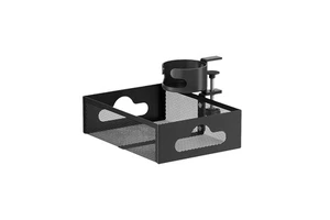 Customized Multifunctional Storage Basket Metal Desk Clamp With Mesh Organizer And Cup Holder