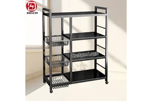 OEM Kitchen Rack Floor Multi-layer Movable Household Vegetable Basket Storage Storage Shelf Supplies