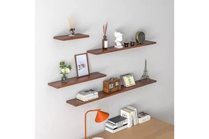 Modern Solid Wood Floating Shelves Wall Mounted Storage Racks with Detachable Design Easy Cleaning