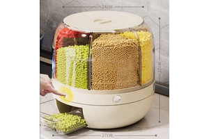 Restaurant Rice Dispenser Container Rotatable Plastic Cereal Dispenser Storage Container Rotating Food Dispenser