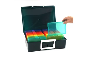 Black PP Plastic Storage Box with 16 Inner 4x6 Inch Boxes Portable Eco-Friendly & Large Capacity for Fishing Tools Art Supplies