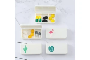Portable 3-Compartment Mini Pill Box Dust-Proof Plastic Travel Storage with Capsule Small Size for Home or Office Use