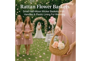 Eco Friendly Customized Color Bamboo Rattan Baskets for Wedding Occasions Gifting Ware Hampers Flowers Bouquet Storage