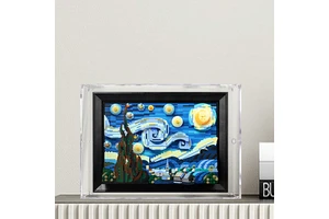 For 21333 Van Gogh Starry Night Painting Modern Anti-Rust Plastic Easy Assembly Dustproof Display & Storage Box