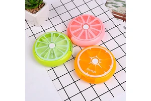 Plastic Weekly Pill Organizer 7-Day 3-Times Medicine Dispenser Push Button Rotate Planner 7 Compartments Multifunction Tools