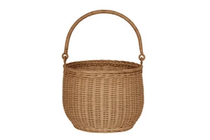 Rattan Woven Basket With Handle Bowl Shape Storage Basket For Fruit Flower Picnic Children Use