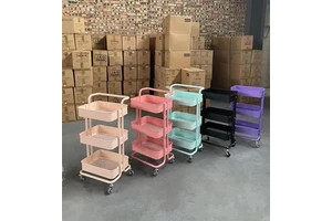Home Use Floor-Standing Carbon Steel Storage Rack Cart for Kitchen Bathroom Bedroom-Storage Holders & Racks